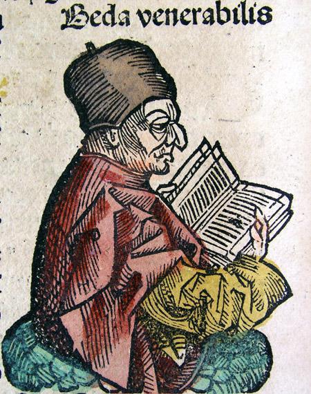 (in Liber chronicarum - Georgium Alten 1493) Beda vel Sanctus Beda Venerabilis (Anglice: the Venerable Bede; circa 673 735) fuit Anglicus ordinis Benedictinorum monachus, theologus, et