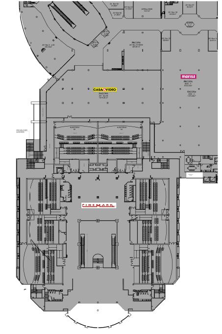 Projeto Carioca Shopping Área Gourmet O projeto transformará uma área anteriormente ocupada por duas das 8 salas do cinema no 2º piso do shopping em um novo corredor com um espaço gourmet, com 2