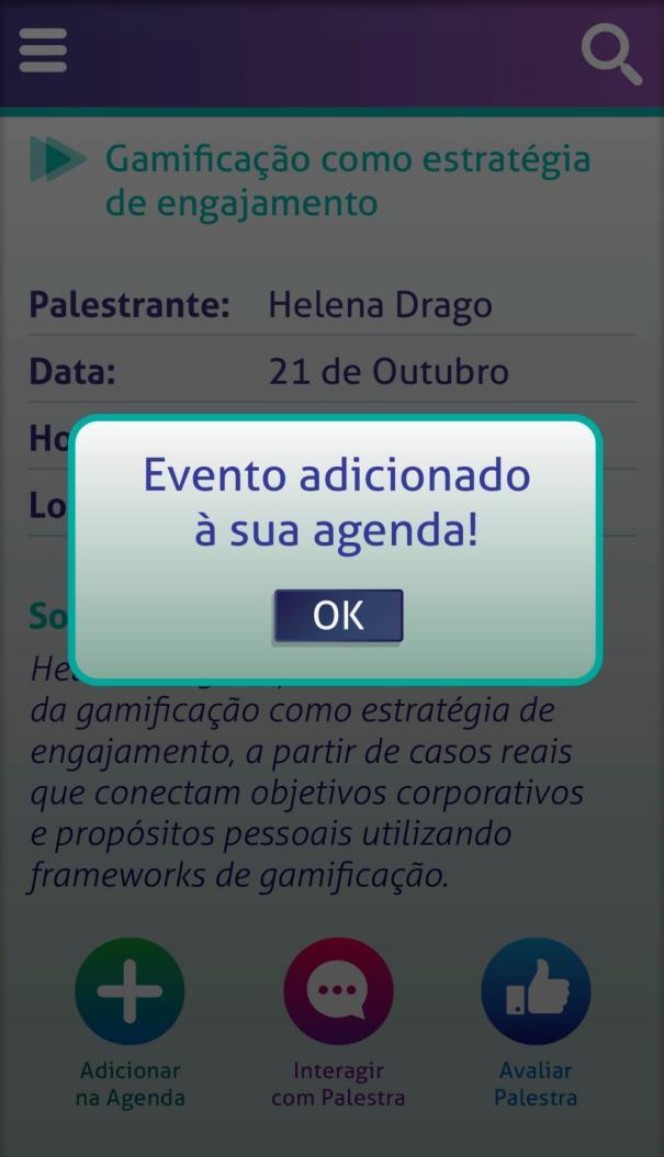 ADICIONAR EVENTO É possível salvar um evento na sua agenda personalizada: basta clicar