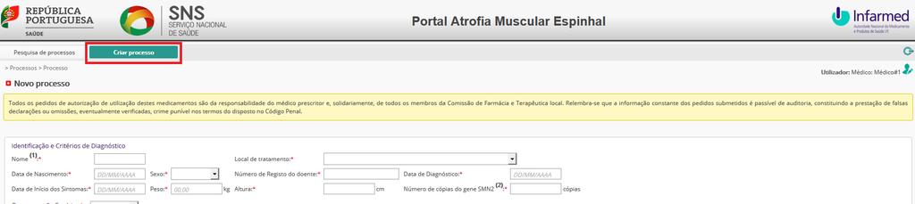 2. Preencher os dados solicitados no formulário (3), incluindo a seleção do tipo de