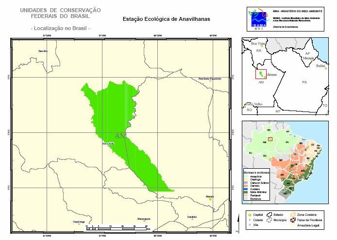 6 A ESEC possui uma dimensão de 350.018 hectares e tem 71,43% de sua área no município de Novo Airão, onde foram realizadas as coletas, e 28,57% em Manaus (Figura 2).