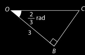 Opção (C) Seja α a amplitude do ângulo AOB: Assim, a área do setor circular é dada por: π 6π α 4 α = 8π 6π α = 4 3 A área da região a sombreado é igual a: (1) A [OACB] A setor circular = A
