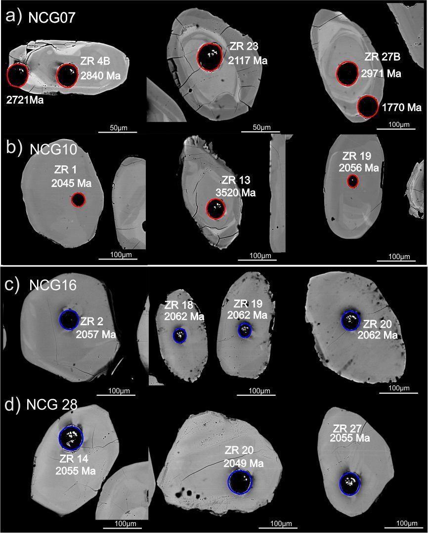 and overgrowth (Figure 5.7b). U-Pb analyses indicate ages of crystallization around 2054±20 Ma (Figure 5.8d) and Pb loss at ca. 636Ma.