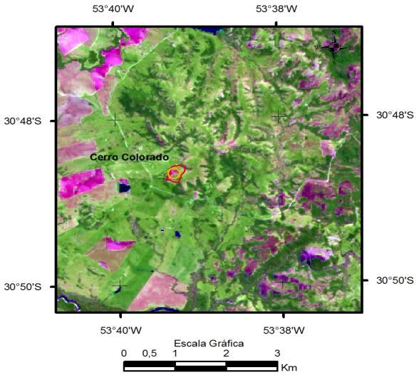 Foto e Imagem Google Composição Colorida e Visão 3D 104 O Cerro do Colorado (Quadro 22) é uma destacada