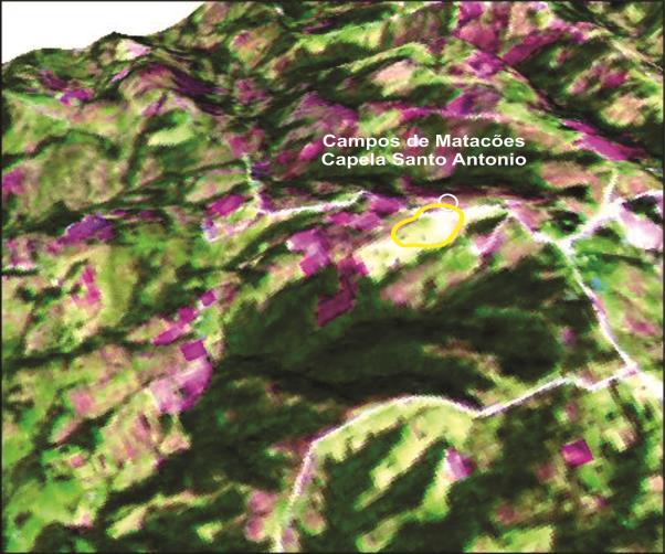 Foto e Imagem Google Composição Colorida e Visão 3D 110 O geossítio Matacões Capela de Santo Antônio (Quadro 25) é uma feição geomorfológica do tipo campo de matacões de