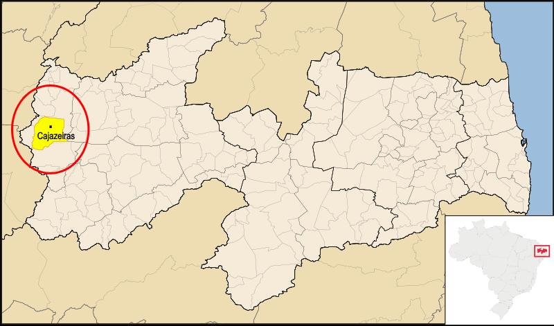 Figura 3 Localização geográfica do município de Cajazeiras, PB A sede do município encontra-se a uma altitude de 295m e sua localização geográfica obedece às coordenadas de 38º oeste e 06º Saindo da