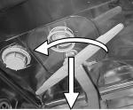 Limpeza interna da máquina: limpe periodicamente a guarnição e o interior da porta com um pano húmido para remover eventuais restos de comida. Braço aspersor superior: 1.
