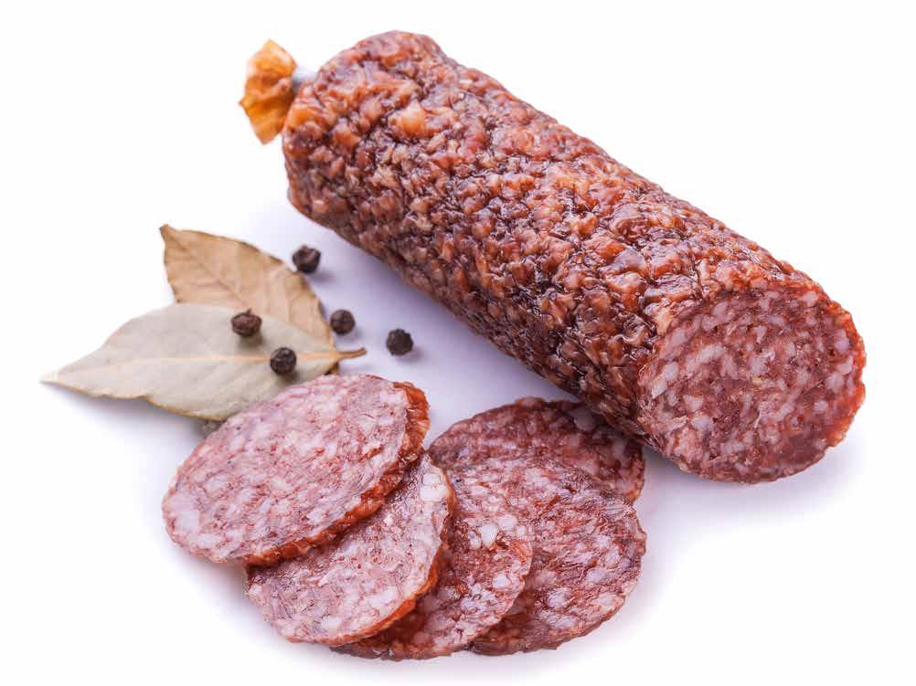 SALAME TIPO MILANO ARTESANAL A diferença deste salame para o tipo italiano, além dos condimentos, é ter a presença somente de carne suína e toucinho.