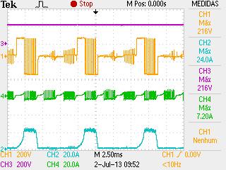 Corrente no capacitor 2 1 a).8.85.9 c) 5 5.5.51.52 Correntes nas fases Tensão na Fase A 4 2 b) 2.8.85.81 d) 5 Pico de corrente off S 1 e S 2 5.8.85.81.815.82 Fig. 1. Tensão na carga a), correntes nas fases b), corrente no banco de capacitores c) e tensão na fase A.