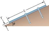 seguida, uma força de módulo 220 N é aplicada perpendicularmente à barra a uma distância R = 5,0 cm do eixo. Determine o módulo da força que comprime (a) o batente A e (b) o batente B.