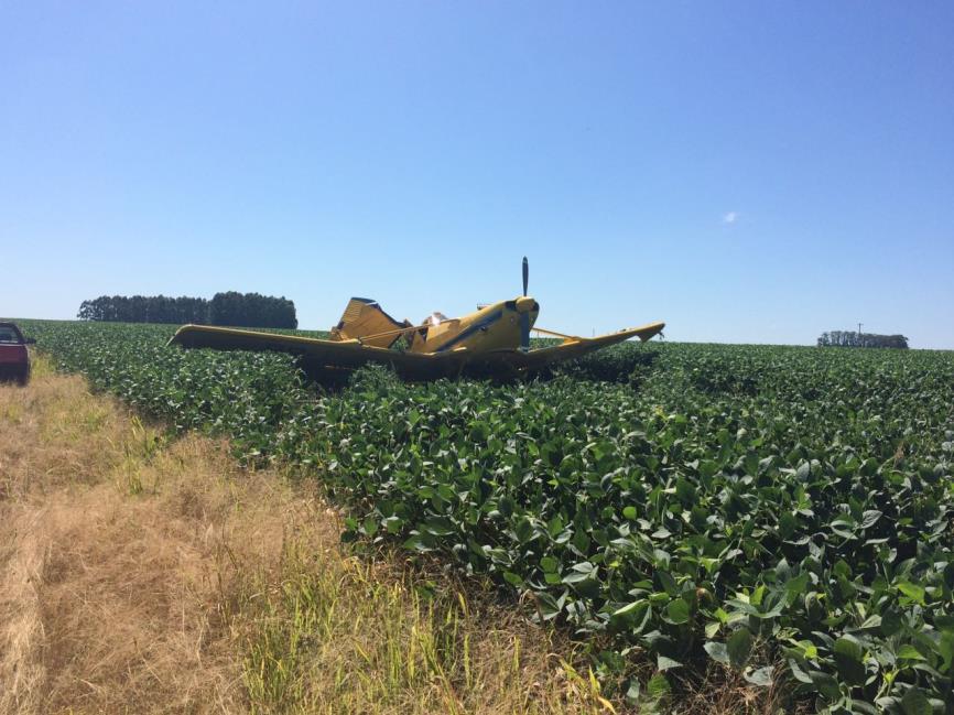 O contato da barra de pulverização com a plantação fez com que o piloto, ainda em voo, perdesse o controle da aeronave.