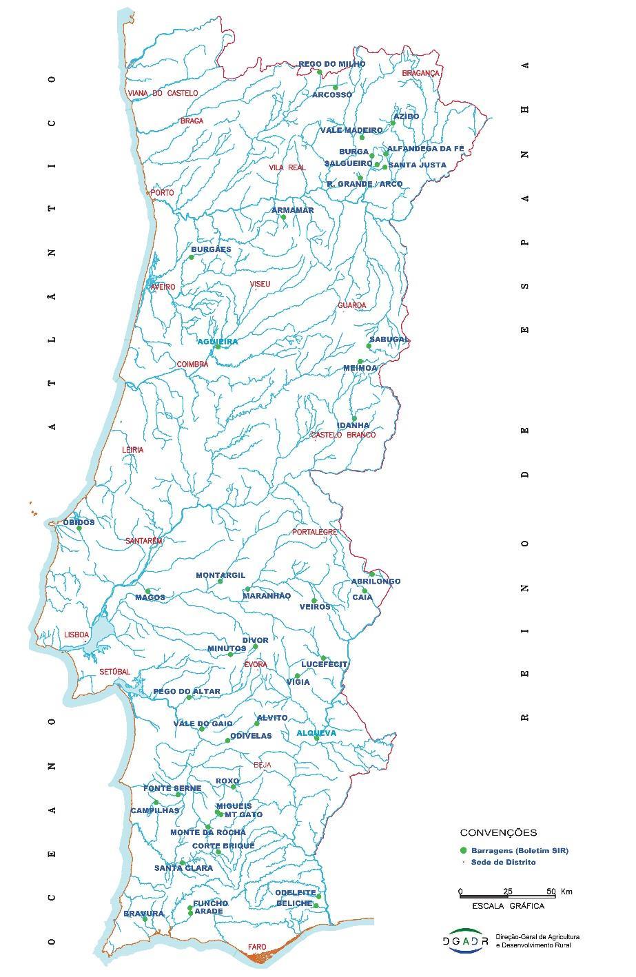 5. Reservas de Água nas Albufeiras de Aproveitamento Hidroagrícola Os armazenamentos registados nas albufeiras no final de janeiro (01/02/2019), monitorizados pela Direção- Geral de Agricultura e
