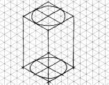 iguais 3a fase - Trace a perspectiva isométrica do círculo nas bases superior e