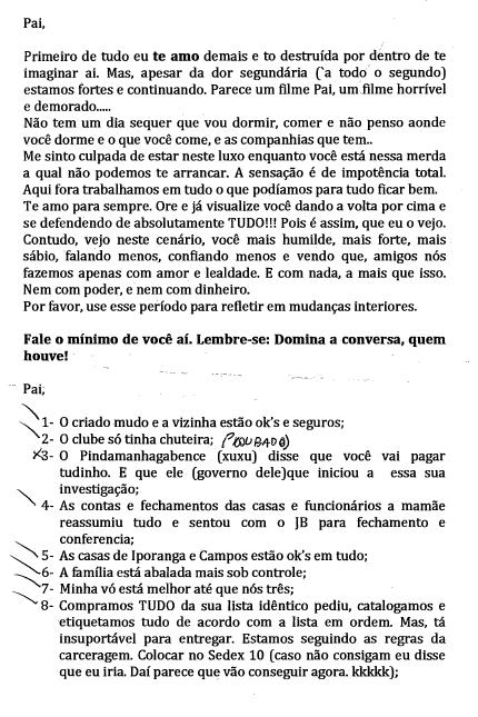 IMAGEM 10 No trecho acima, observam-se diversas referências cifradas em carta enviada por familiar a PAULO VIEIRA DE SOUZA.