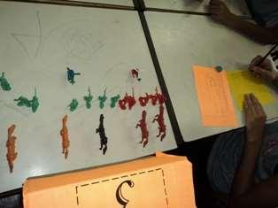 Figura 2 Reagrupando os objetos Etapa 4: Após realizarem a contagem e as representações, os alunos já estavam bem familiarizados com os objetos do seu kit.