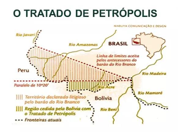 Tratado de Petrópolis Para sanar o impasse territorial com a Bolívia, o Tratado de Petrópolis definiu a compra do Acre