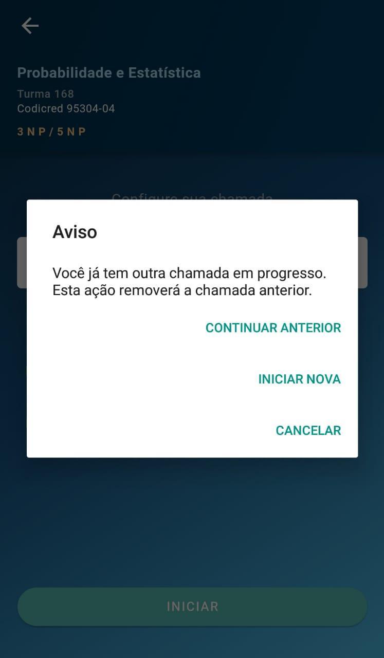 35. Se uma chamada não for finalizada, quando clicar na opção para realizar uma