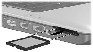 Inserção de um cartão digital CUIDADO Para evitar danos aos conectores do cartão digital, utilize pouca força para inserir um cartão digital. Para inserir um cartão digital: 1.