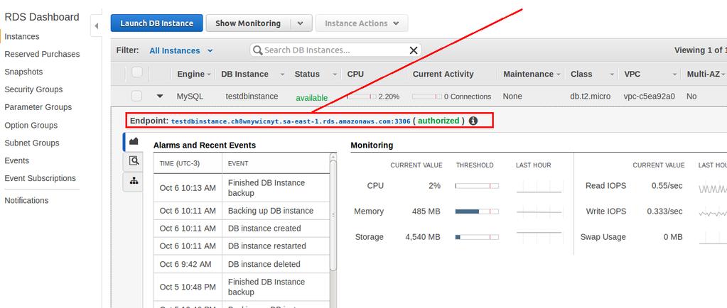 2 Como acessar a uma instância RDS A seguir explicaremos como acessar remotamente uma instância RDS via linha de comando e usando Mysql Workbench versão 6.3 CE. 1.