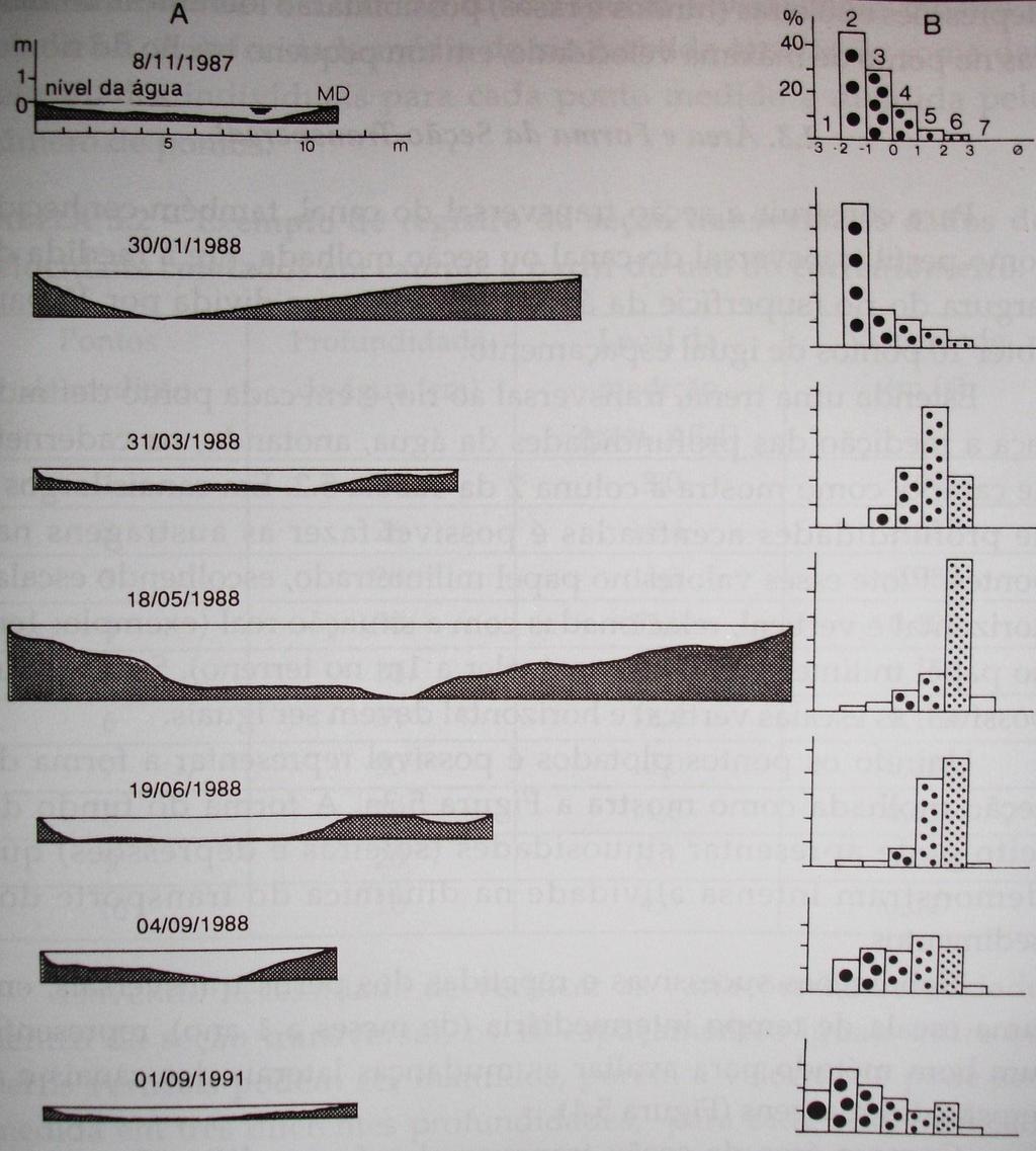5 A figura abaixo representa uma série de perfis transversais do Rio Capivari, RJ (CUNHA, 1993).