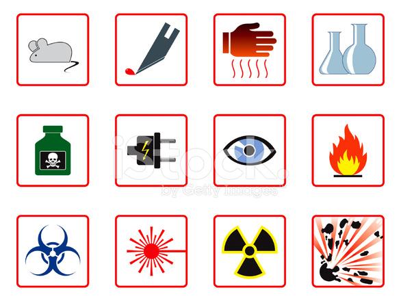 14 Informação por sinais Símbolos mais usados em laboratórios de pesquisa: Existem símbolos universais usados em todos os laboratórios que trabalham com pesquisa que utilizam materiais ou processos