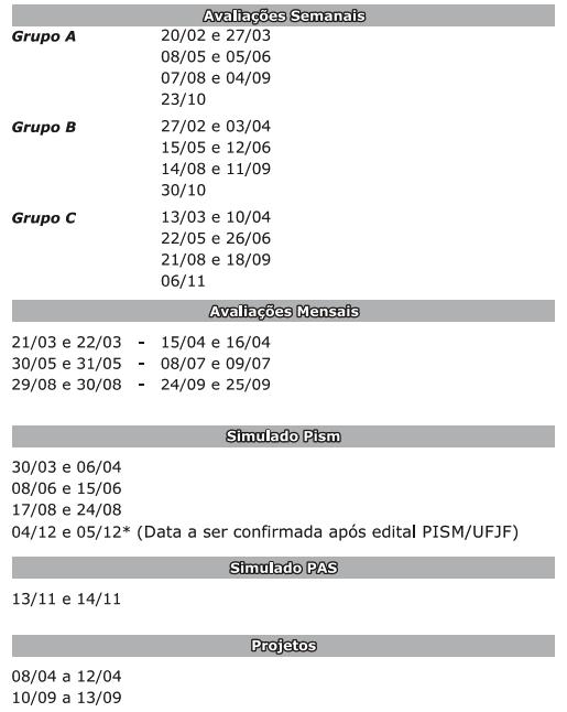 CALENDÁRIO DE