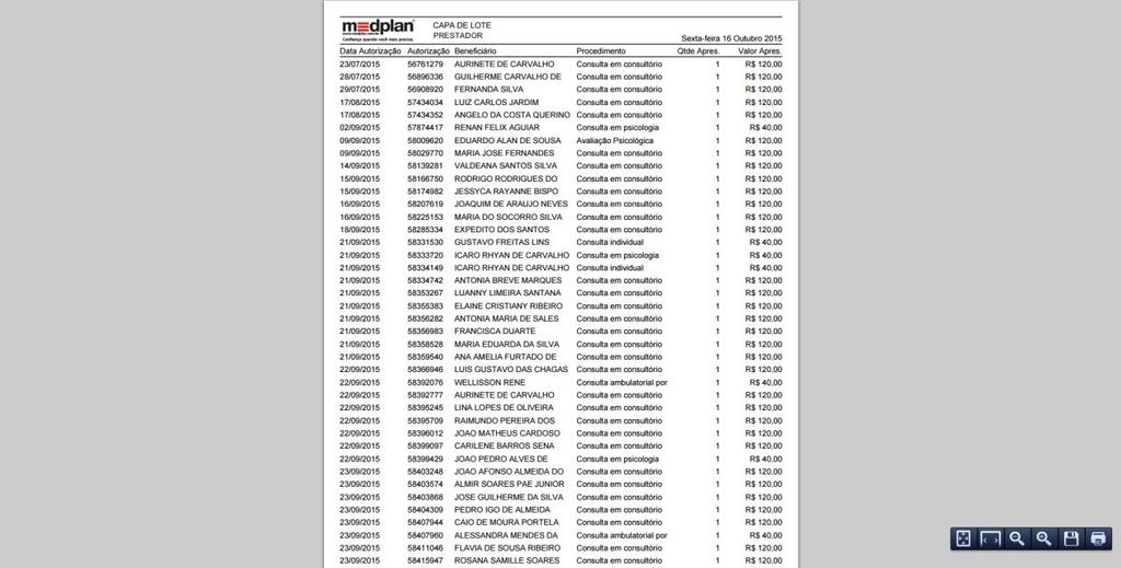 A opção Imprimir abre uma nova aba no navegador cujo conteúdo (Capa de Lote) é um relatório