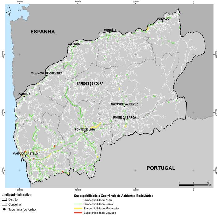 2. A modelação e avaliação multirrisco no Alto Minho Alguns exemplos da cartografia produzida Acidentes graves de tráfego rodoviário