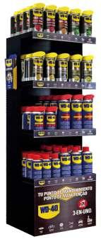 Multi-Uso Contém <WD-40 <12 x 34530 - Dupla acção 250ml <12 x 34198 - Dupla acção 500ml <Specialist <6 x 34380 - Limpa contactos 400ml <6 x 34381 - Óleo de corte 400ml <6 x 34382 -