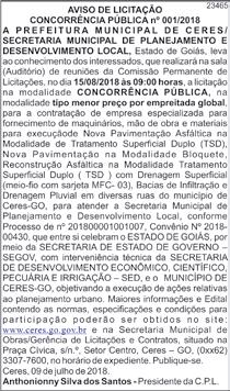 classificados DIÁRIO DO ESTADO Goiás, Tocantins e DF, 09 de Julho de 2018 7 ALTO DA GLÓRIA Sala
