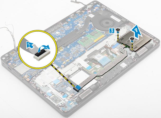 Módulo do cartão inteligente Como remover a placa do leitor de SmartCard (opcional) 1 Siga o procedimento descrito em Antes de trabalhar na parte interna do computador.