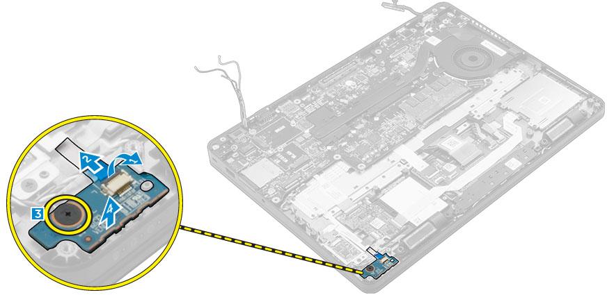 Placa de LED Como remover a placa de LED 1 Siga o procedimento descrito em Antes de trabalhar na parte interna do computador.