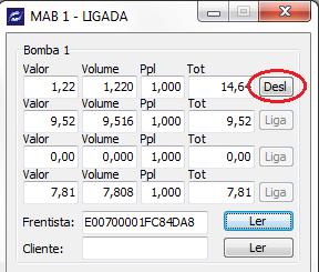 Figura 11). Após o termino do abastecimento, os demais botões Liga dos bicos da bomba são habilitados novamente.