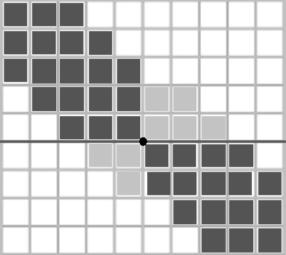Figura 4.11: Células candidatas (em preto) a serem processadas pela estratégia Fickett- CUDAlign. Figura 4.