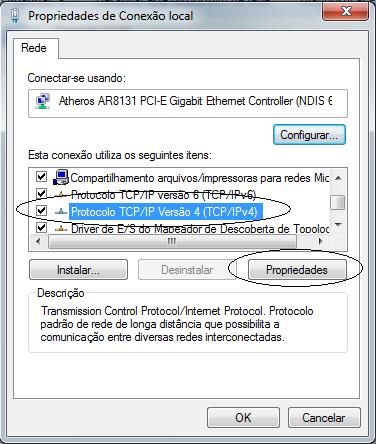 Será aberta a caixa Propriedades de Protocolo Versão 4 (TCP/IPv4).