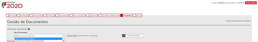 O utilizador poderá acrescentar mais informação ou, em alternativa eliminar informação existente. 3.