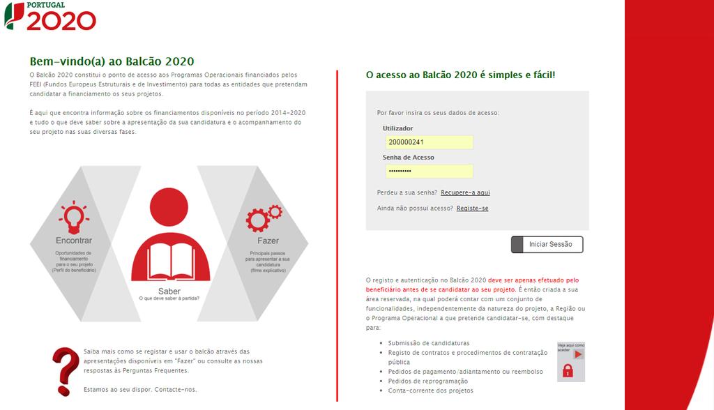 2.1 Acesso à aplicação Módulo Reprogramações A aplicação encontra-se disponível no website Portugal 2020,