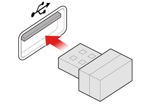 Figura 12. Removendo o receptor USB c. Conecte o dongle USB a um conector USB. Figura 13.