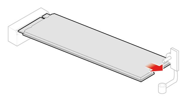 Figura 83. Removendo a unidade de armazenamento M.2 c. Instale a unidade de armazenamento M.2. Figura 84. Instalando a unidade de armazenamento M.2 d. Trave o clipe da unidade de armazenamento M.2. Figura 85.