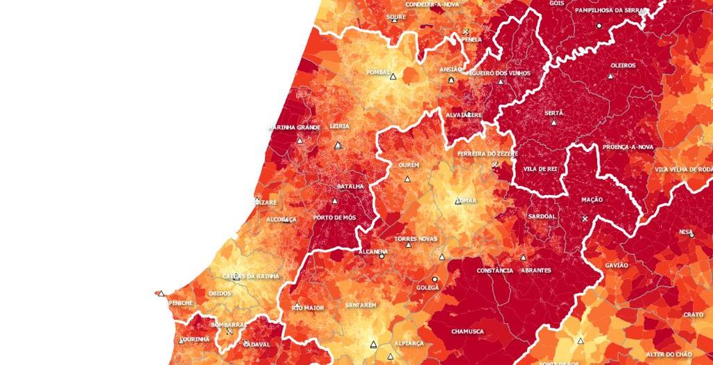 Família e Menores Top 4 Comarcas - Leiria Situação atual vs Cenário futuro Atualmente: 327.353 pessoas estão a +30 min do tribunal, dos quais 65.