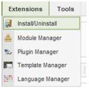 Extensões Ao clicar no menu Extension, temos como adicionar e gerenciar mais conteúdos dentro do Joomla.