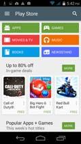 Loja Play Store O Google Play permite baixar música, filmes e jogos diretamente para seu celular.