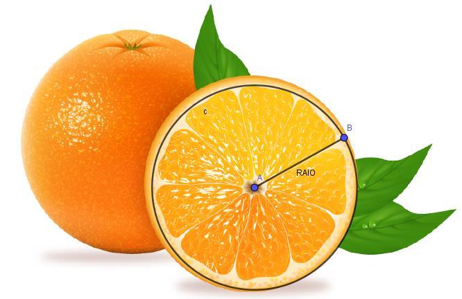 Através da mandala observada na representação de uma laranja abordamos conceitos matemáticos como circunferência, na qual trabalhamos o centro, o raio, o diâmetro, o comprimento e a área da