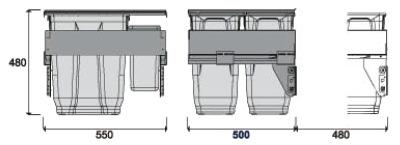 97 BALDE 585 MODULO 50 GUIA EXTRACÇÃO TOTAL SOFT CLOSE TAMPA METALICA CINZA 2X30L L 450