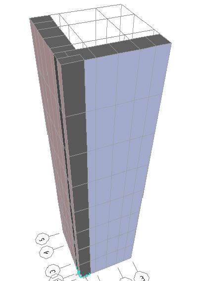 5.3. COLUNA EM CONSOLA EM L 5.3.1 Dados Geometria A parede tem 4 metros de altura, a sua secção transversal é em forma de L de 1 1 metros e espessura de.2 metros.