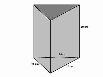 Foi Entregue para cada aluno da dupla um molde de um prisma de base triangular com as medidas indicadas