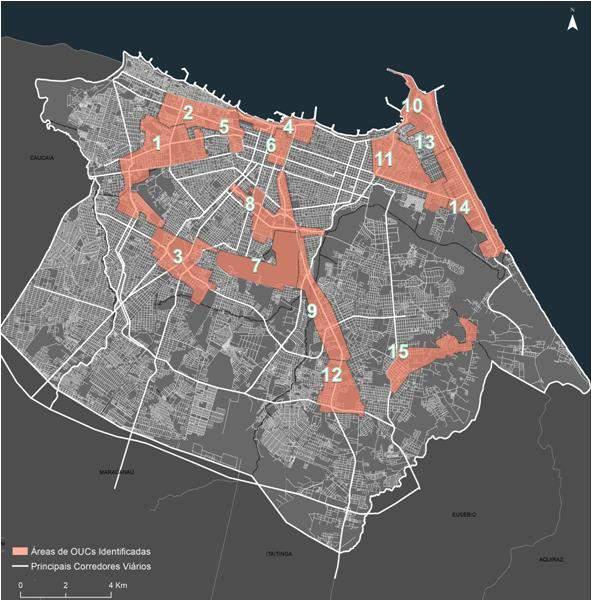 Arranjos Públicos-Privados NEGÓCIOS URBANOS OPERAÇÕES URBANAS CONSORCIADAS OESTE 1. Parque Raquel de Queiroz 2. Francisco Sá 3. Parangaba CENTRO 4. Litoral Central - Praia de Iracema 5.