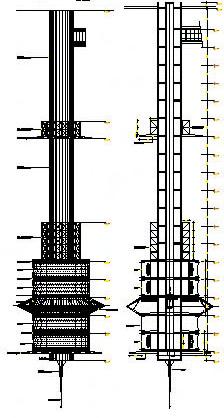 1 Introdução 4 Figura 1.1 Vista e corte longitudinal da torre de concreto armado.