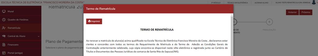 FIG. 15 TERMO DE REMATRÍCULA