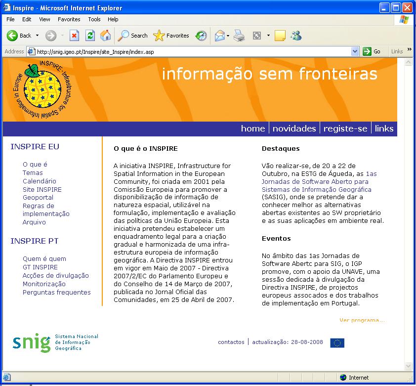 Divulgação INSPIRE Site INSPIRE